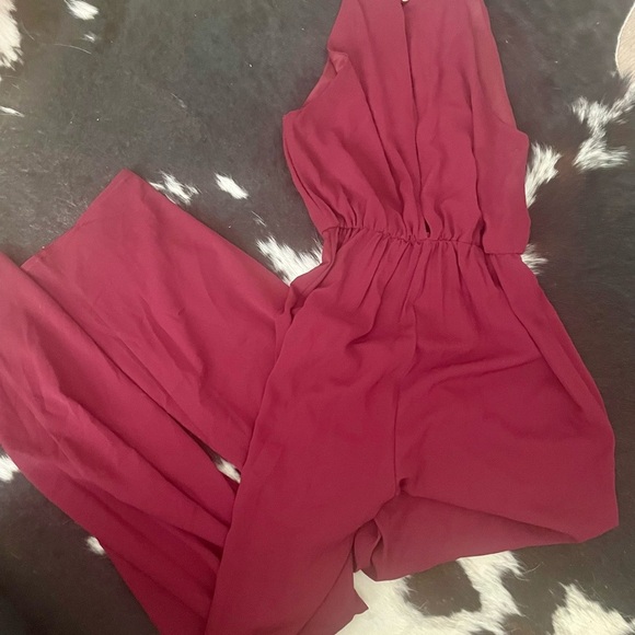 Elegant Burgundy Jumpsuit - Picture 5 of 6
